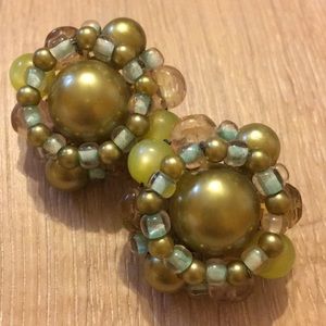 Vintage beaded clip-on earrings